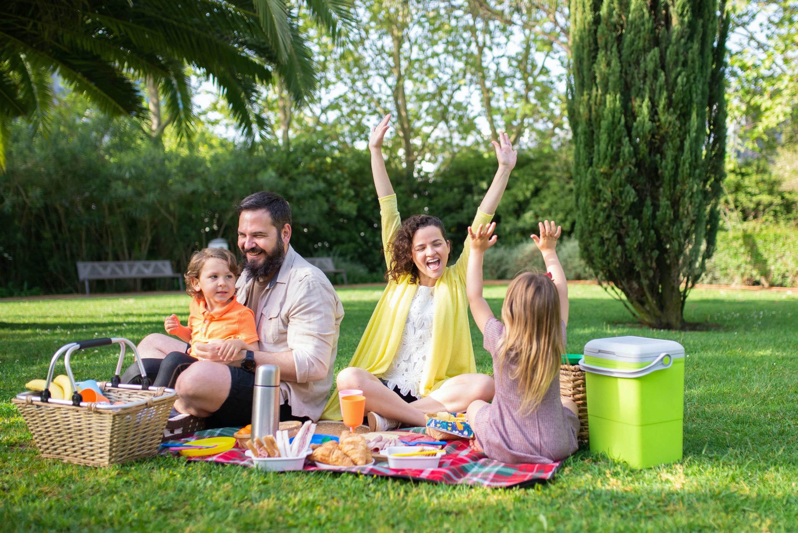 White family at an outdoor picnic